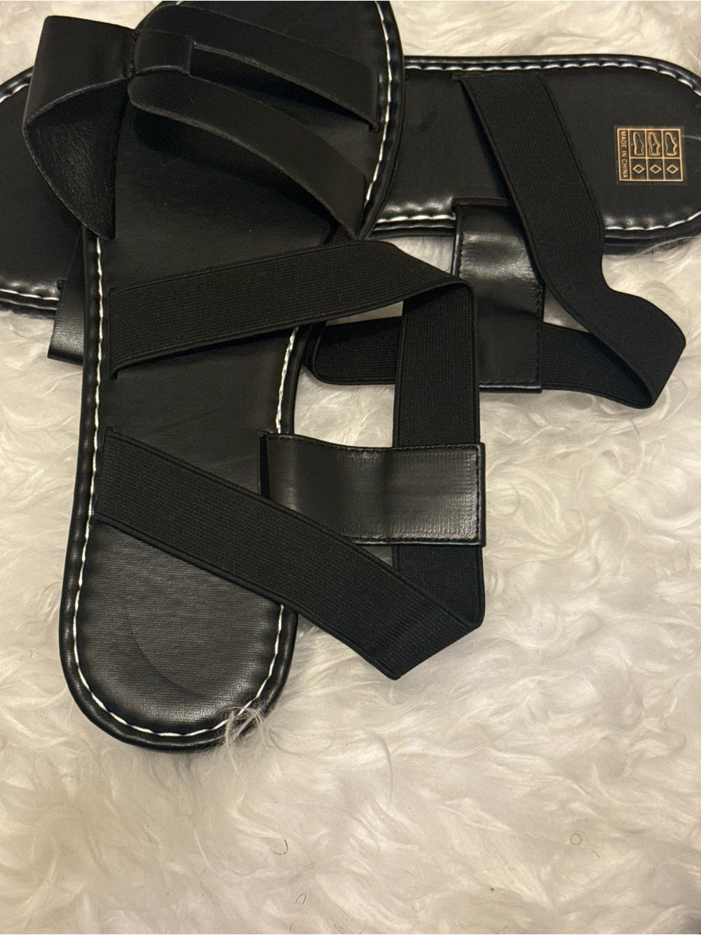 Men's Black Strappy Slide Sandals